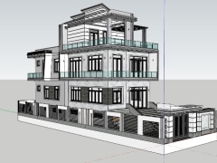 Nhà biệt thự 3 tầng dựng model sketchup 8x18m