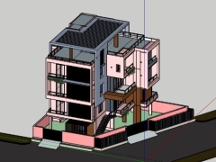 Nhà biệt thự 4 tầng 11x13m dựng model sketchup việt nam đẹp