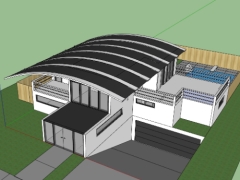 Nhà biệt thự mái vòm model sketchup 