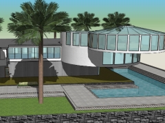 Nhà biệt thự nghỉ dưỡng có hồ bơi model .skp