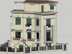 Nhà biệt thự tân cổ điển 4 tầng model sketchup 