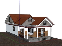 Nhà biệt thự trệt 8x20m dựng model sketchup