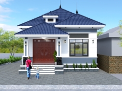 Nhà cấp 4 mái nhật, kích thước 8.1x17.85m