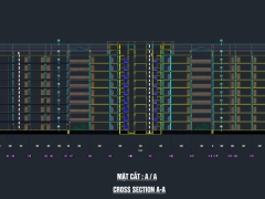 Nhà đa năng trường đại học bắc hà 8 tầng nổi 1 mái kích thước 69.8x132m