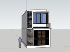 Nhà dân 2 tầng 4x8.5m file sketchup đẹp