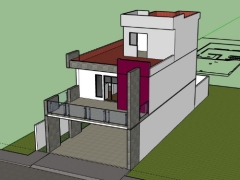 Nhà dân 2 tầng 7.9x13m model sketchup