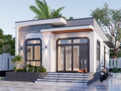 Nhà mái bằng cấp 4 kt 7x16m gồm kiến trúc - kết cấu - điện nước và model sketchup.