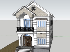 Nhà mái thái 2 tầng 7x18m model sketchup