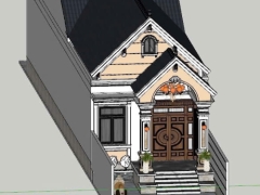 Nhà mái thái cấp 4 kt 6x25m gồm kiến trúc - kết cấu - điện nước và model sketchup.
