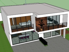 Nhà ở phố 2 tầng 11.9x10m dựng model .skp