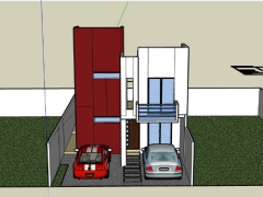 Nhà ở phố 2 tầng 7x13m model sketchup