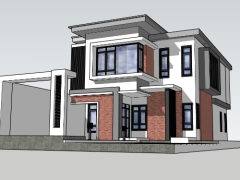 Nhà ở phố 2 tầng kích thước 8.5x14m dựng model .skp