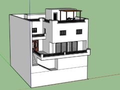 Nhà phố 2 tầng 13x17m model sketchup