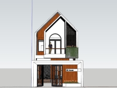 Nhà phố 2 tầng 6x23m model sketchup