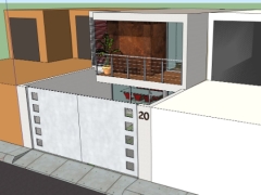 Nhà phố 2 tầng kt 6.1x15m model sketchup