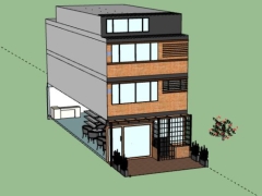 Nhà phố 3 tầng 1 tum 5.2x16m model sketchup