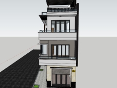 Nhà phố 3 tầng 1 tum đẹp model sketchup