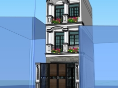 Nhà phố 3 tầng 4x8m model sketchup