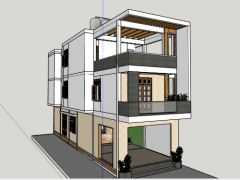 Nhà phố 3 tầng 5.5x18m model sketchup 