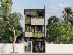 Nhà phố 3 tầng 5x17.8m đầy đủ file kiến trúc, phối cảnh, kết cấu, điện nước