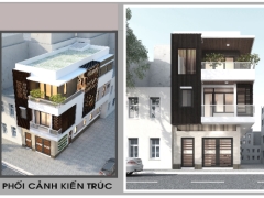 Nhà phố 3 tầng 6x16m gồm kiến trúc, kết cấu, điện, nước và phối cảnh
