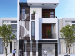 Nhà phố 3 tầng, 7.8x8m trọn bộ kiến trúc và phối cảnh