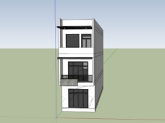 Nhà phố 3 tầng sang trọng 5x20m model sketchup 