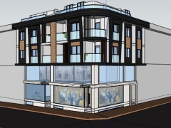 Nhà phố 4 tầng 2 mặt tiền 13x16.68m model sketchup