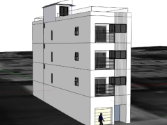 Nhà phố 4 tầng 5.7x26m model sketchup