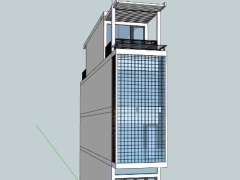 Nhà phố 4 tầng đẹp model sketchup