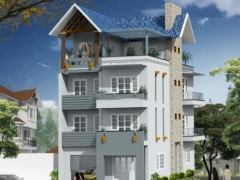 Nhà phố 4 tầng diện tích 7.7x14m model kiến trúc