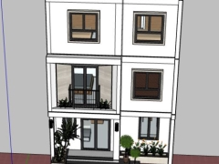 Nhà phố 4 tầng kích thước 7x7m model sketchup free