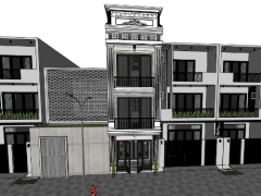 Nhà phố 4 tầng tân cổ điển 4.2x11.2m file sketchup