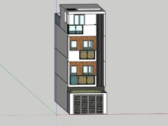 Nhà phố 5x16.9m model sketchup