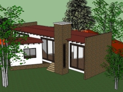 Nhà trệt diện tích 6x16m model sketchup