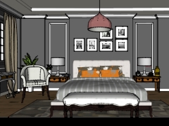 Phòng ngủ căn hộ bản vẽ dựng model sketchup 