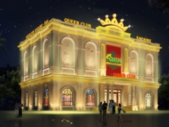 Quán tiệc cưới, dịch vụ giải trí với diện tích 16x23m autocad