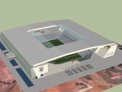 Sân vận động đá bóng kích thước 215x201m dựng model .skp