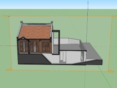 Sketchup bản vẽ nhà gỗ 8.5x16m