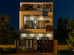 (Sketchup) Bản vẽ nhà vườn hiện đại 2 tầng 1 tum mái bằng, kích thước 8x11.6m