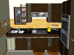 Sketchup bản vẽ nội thất phòng bếp dựng model 3d