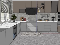 Sketchup bản vẽ thiết kế nội thất phòng bếp