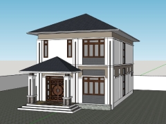 Sketchup biệt thự 2 tầng sang trọng 3dmax