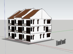 Sketchup biệt thự 3 tầng 17x15.7m đẹp