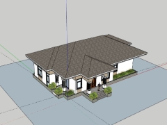 Sketchup biệt thự cấp 4 19x12m đẹp