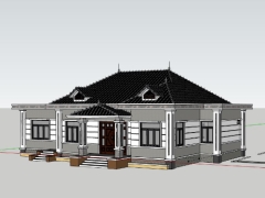 Sketchup mẫu biệt thự 1 tầng 18x12m đẹp