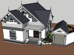 Sketchup mẫu biệt thự 1 tầng mới nhất