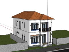 Sketchup mẫu biệt thự 2 tầng 7x16m đẹp