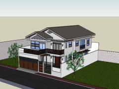 Sketchup mẫu biệt thự 2 tầng 9x18m đẹp