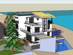 Sketchup mẫu biệt thự 3 tầng 12x12m đẹp